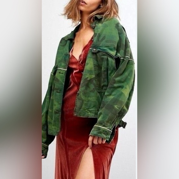 Free People Jackets & Blazers - Free People slouchy military jacket in jade combo